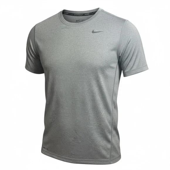 Nike Pro Combat Dri Fit Fitted GreyShort Sleeve Performance Men’s Large Shirt - Picture 1 of 12